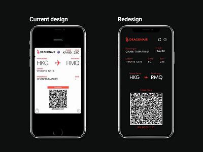 mobile boarding pass redesign app boarding boarding pass boardingpass dailyui design dragonair flat minimal mobile plane product qr qr code qrcode redesign ui ux