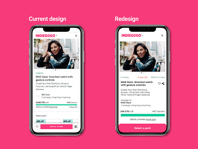 Fundraising screen redesign app dailyui design flat fundraiser fundraising indiegogo minimal mobile money ui ux