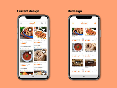 Recipe page redesign allrecipe app dailyui design flat minimal mobile product recipe recipe app recipe page redesign ui ux