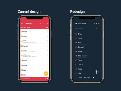 Todo list redesign app dailyui darkmode design flat minimal mobile product redesign todo todoist todolist ui ux