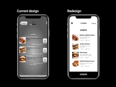 Food menu redesign app dailyui design flat food menu minimal mobile product redesign restaurant ui ux