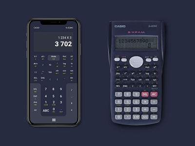 Casio Fx-82MS mobile redesign app calculator calculator app dailyui flat minimal ui