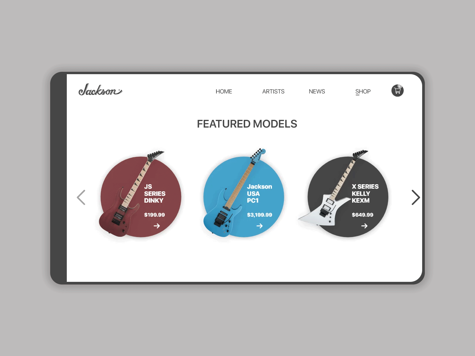 Jackson Guitars Shop UI