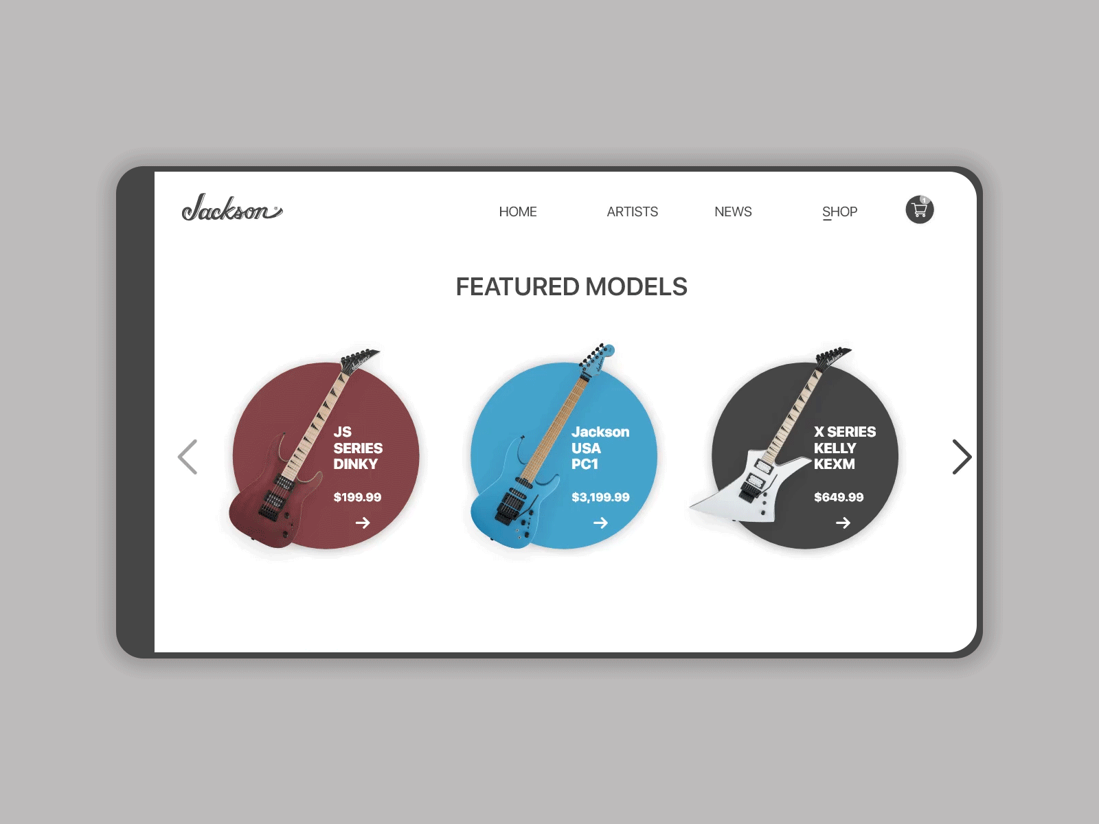 Jackson Guitars Shop UI design gif guitar jackson shop store ui ux webdesig website