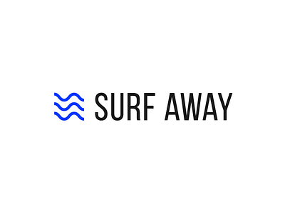 Surf Away black blue logo minimal simple surf wave