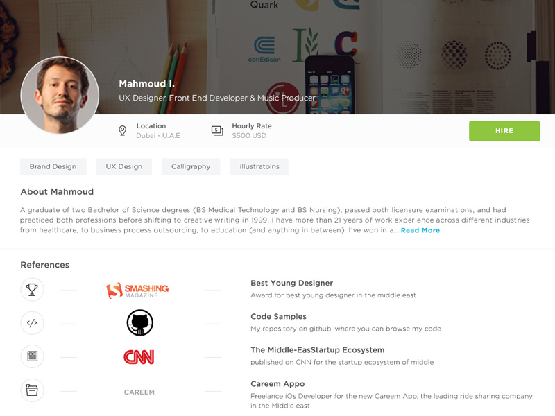 Freelancer Profile by Mahmoud Ilyan on Dribbble