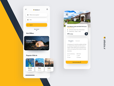 Hotel Booking Application airbnb app appdesign application booking design ecommerce hotelbooking reservation ui uidesign ux webdesign