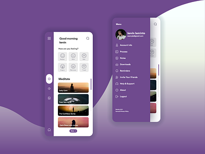 Meditation App app app design appdesign application calm concept design homepage meditate meditation meditation app menu profile ui uidesign