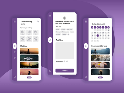 Meditation App + Note app app design calm concept design feeling feelings meditate meditating meditation meditation app mobile app note tag ui uidesign