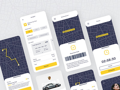 Car Parking mobile app app application booking code concept design map mobile park parking payment timmer traffic ui uidesign vehicle