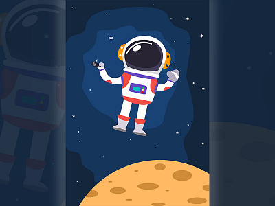 Astronaut decoration displate flat flatdesign illustration poster ui vector
