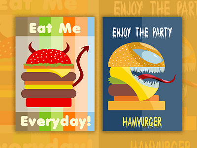 The Hamburgers decoration displate flat design illustration poster vector