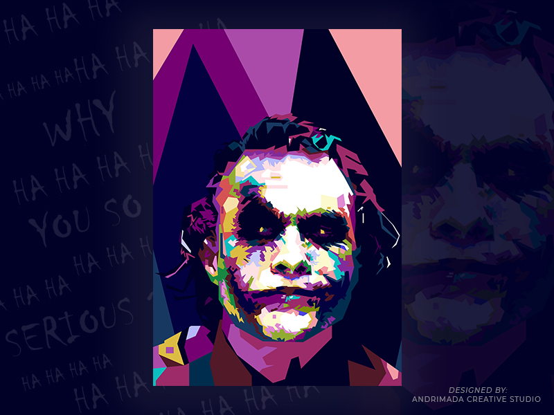 Heath Ledger as Joker decoration design fan art flat design illustration poster vector