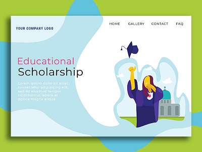 Educational Scholarship design education education website flat flat design flatdesign illustration landingpage scholarship ui vector