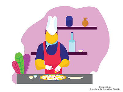 Cooking chef cooking design flat flat design flatdesign illustration kitchen pizza ui vector