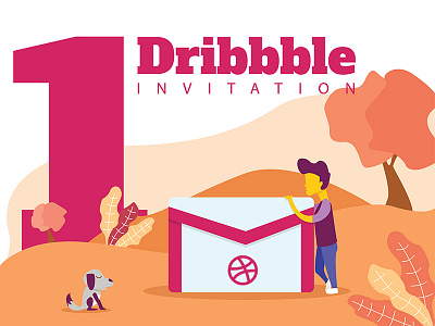 A Dribbble Invitation autumn dribbble invite dribble invitation flat design illustration ui vector