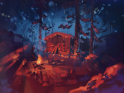 One Hour Cabin 2 2d cabin illustration paint texture