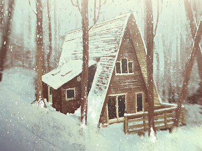One Hour Cabin 8 2d cabin illustration paint snow texture winter