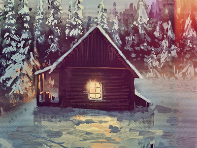 One Hour Cabin 9 2d cabin illustration paint snow texture winter