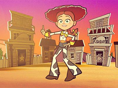 Jessie The Cowgirl 2d animation charater cowboy cowgirl cutout disney flat motion story