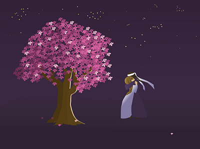 Sakura tree anime illustration sakura vector