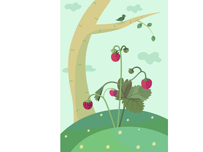 Strawberry in triad forest illustration nature strawberry triad vector vector illustration