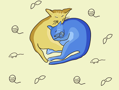 Sleeping cats animals cats design drawingart illustration vector vector illustration