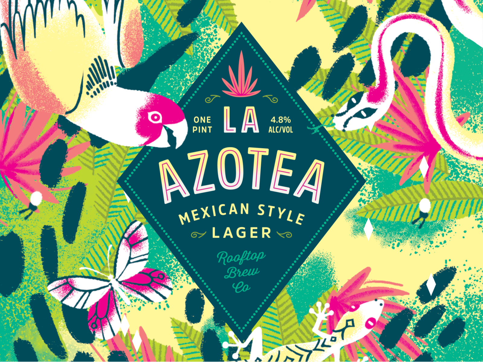 La Azotea for Rooftop Brew Co americas beer can graphic illustraton illustrator label lime mexican packaging procreate seattle typogaphy west coast