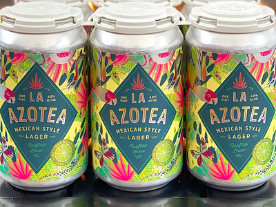 La Azotea for Rooftop Brew Co beer brewery design graphic label logo mexican mexico packaging parrot procreate rainforest type typography