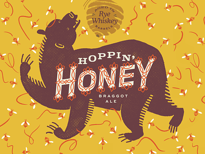 Hoppin' Honey Imperial Pint bear beer branding brewery can design graphic honey illustration label lettering packaging print seattle