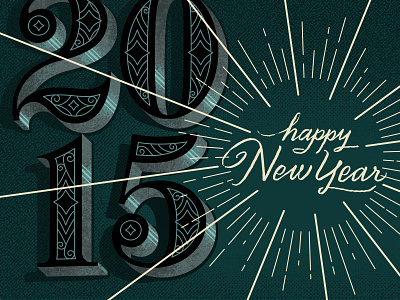 Happy New Year 2015 design gift card illustration lettering new year vector