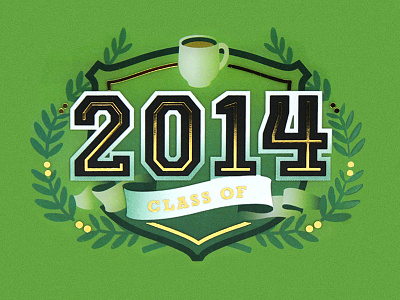 2014 Graduate badge college design gift card herald lettering print typography vector