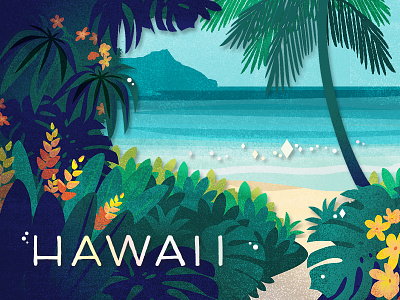 Hawaii beach coffee design gift card hawaii illustration starbucks travel tropical vector