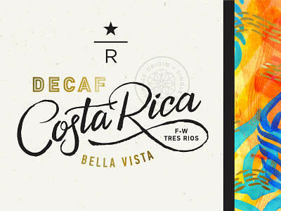 Starbucks Reserve Costa Rica Bella Vista calligraphy coffee design lettering logo mark packaging pattern script watercolor