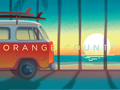 Orange County Starbucks Card beach california coffee gift card illustration starbucks sunset surf travel vector