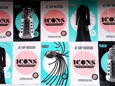 Icons of Science Fiction flyposting dalek design matrix museum neon poster print scifi seattle
