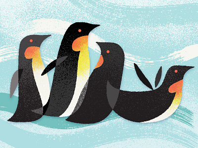 Penguins Starbucks Card bird brush gift card illustration penguin snow starbucks vector winter