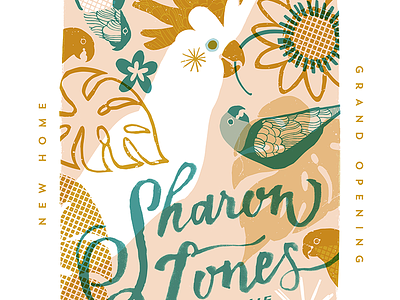 Sharon Jones at KEXP New Home brushlettering design gigposter handlettering illustration parrot poster screenprint script tropical