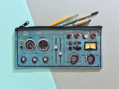 Control Panel Pencil Case button industrial knob merchandise pouch radio retro