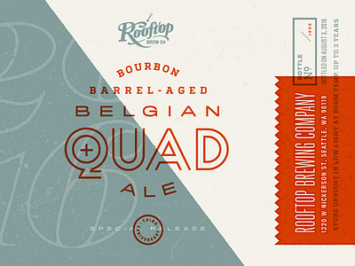 Bourbon Belgian Quad for Rooftop Brew Co ale beer brewery design duotone label packaging print seattle typography