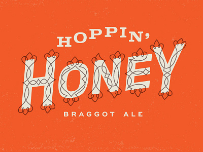 Rooftop Hoppin' Honey Title beer bottle brewery duotone flourish honey label logo logotype print type