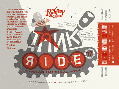 Rooftop Brew Co Tank Ride ale beer brewery communist design label military print russia seattle tank typography