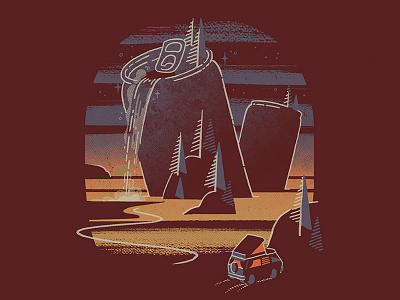 Cannon Beach T-shirt beer camping can graphic landscape oregon screen print sunset t shirt van washington