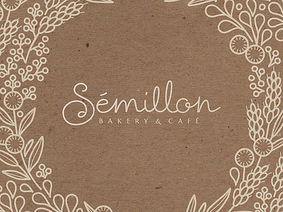 Sémillon Bakery & Cafe 1 branding cursive custom floral french illustration kraft lettering logo logotype script warm