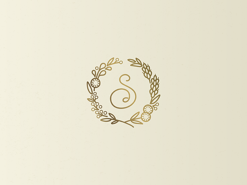 Sémillon Bakery & Cafe Monogram badge monogram warm script logotype logo lettering illustration french floral custom branding