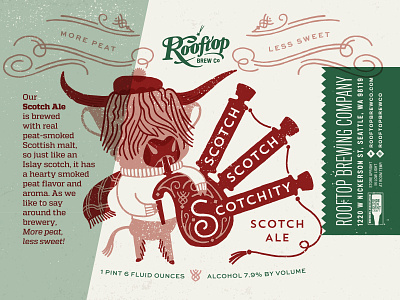 Scotch Scotch Scotchity Scotch Ale ale bagpipes beer bottle brewery duotone illustration label packaging scotland scottish whiskey