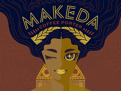 Makeda Coffee Porter: Outtake bae beer beyonce gold illustration label lettering portrait queen sheba woman
