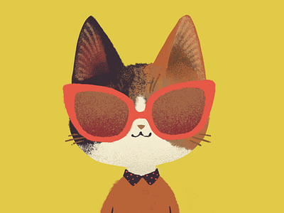 Cat Portrait calico cat cateye face glasses illustration portrait sketch