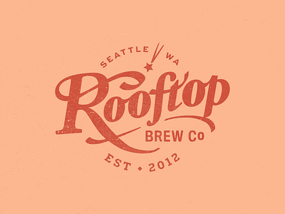 Rooftop Brewing Company badge beer brand branding brewery classic custom design lettering logo logotype seattle typography