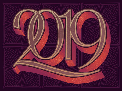 ✨ 2 0 1 9 ✨ design dropshadow illistration lettering new year numerals post card procreate sign painting typogaphy